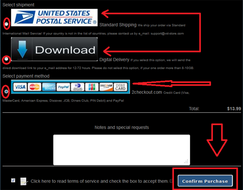 Choose Payment and Shipping methods payment and shipping
